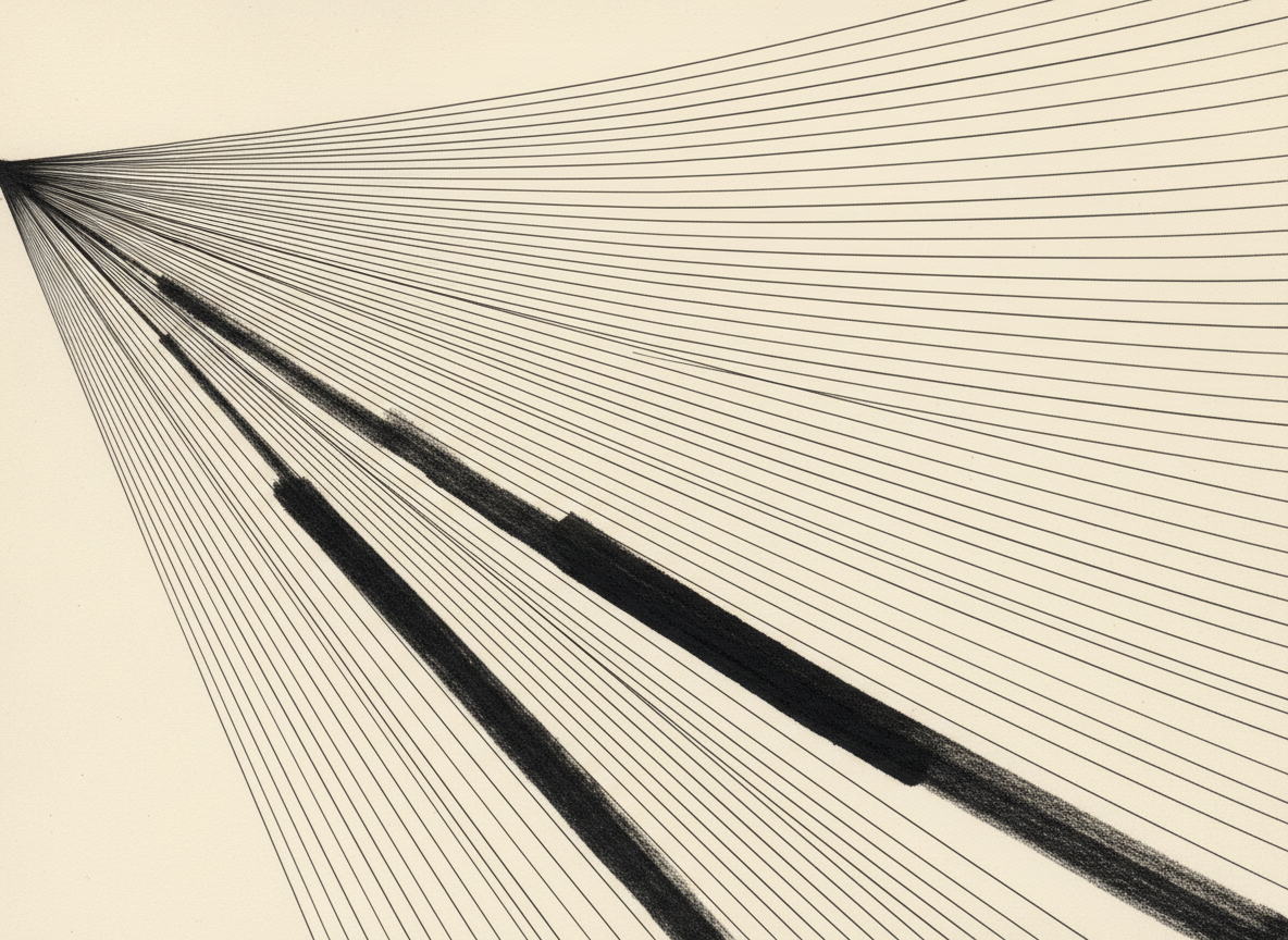 Abstract converging line field for museum strategy.